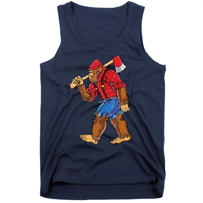 Bigfoot Lumberjack Men Funny Woodworking Sasquatch Lover Tank Top