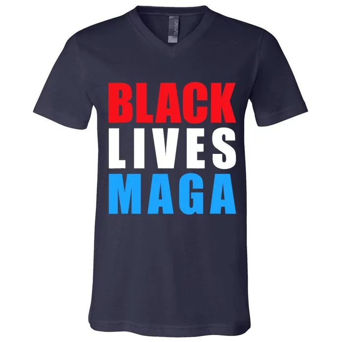 Black Lives MAGA Black Conservative Republican ProTrump V-Neck T-Shirt