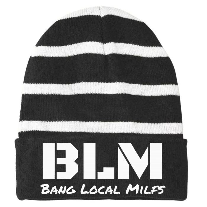 B L M Bang Local Milfs Striped Beanie with Solid Band