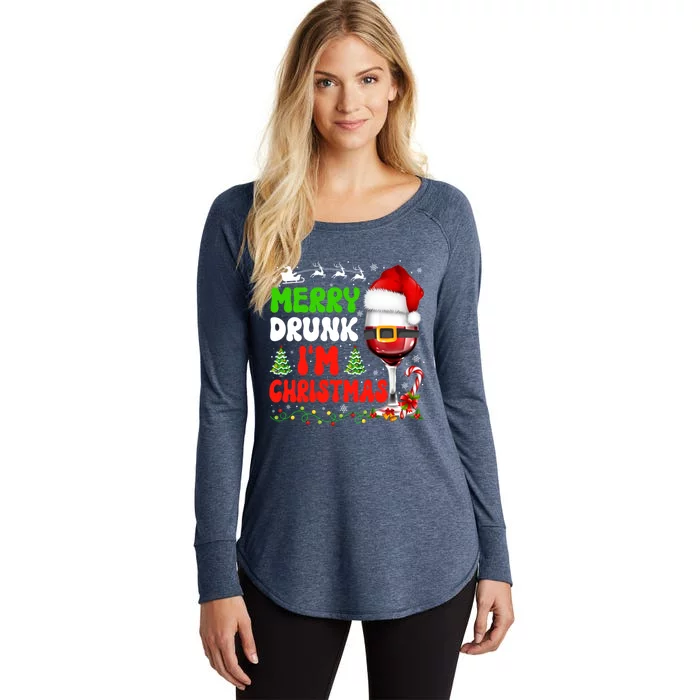 Beer Lover Merry Drunk IM Christmas Funny Santa Xmas Lights Gift Women's Perfect Tri Tunic Long Sleeve Shirt