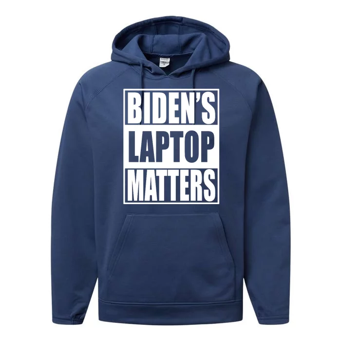 Bidens Laptop Matters Funny Anti Joe Biden Political Gift Performance Fleece Hoodie