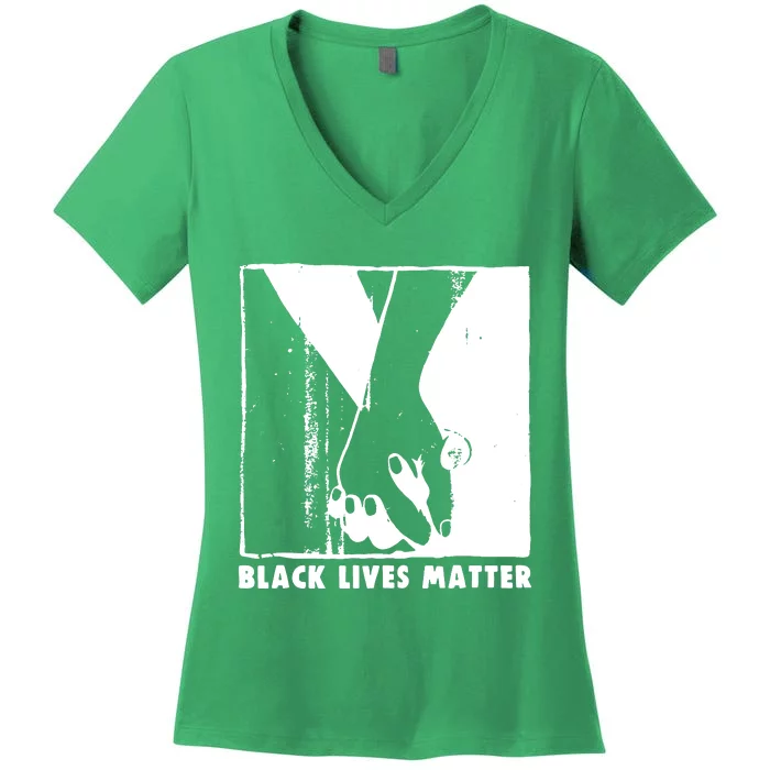 Black Lives Matter Power Fist Women's V-Neck T-Shirt