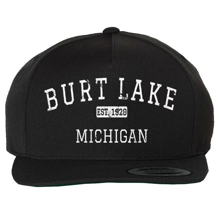 Burt Lake Michigan MI Vintage Wool Snapback Cap