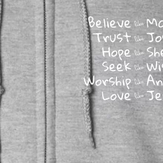 Believe Like Mary And Trust Like Joseph Christmas Full Zip Hoodie