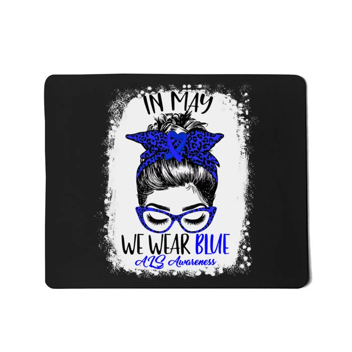 Bleached Leopard Messy Bun In May We Wear Blue ALS Awareness Mousepad