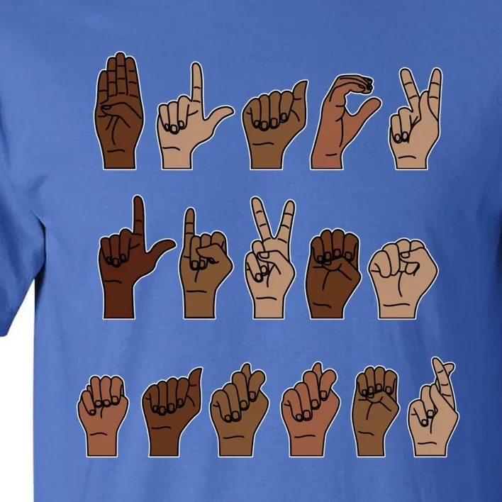 Black Lives Matter Asl Sign Language Hand Signs Deaf And Mute Meaningful Gift Tall T-Shirt