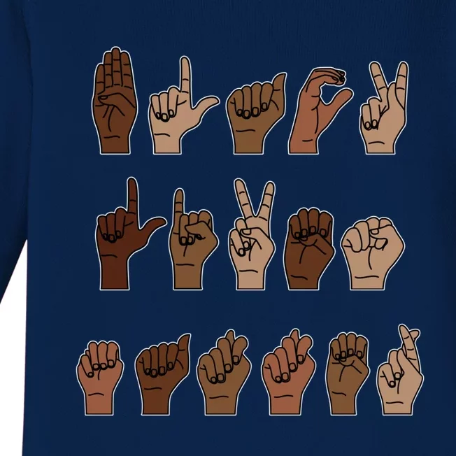 Black Lives Matter Asl Sign Language Hand Signs Deaf And Mute Meaningful Gift Baby Long Sleeve Bodysuit