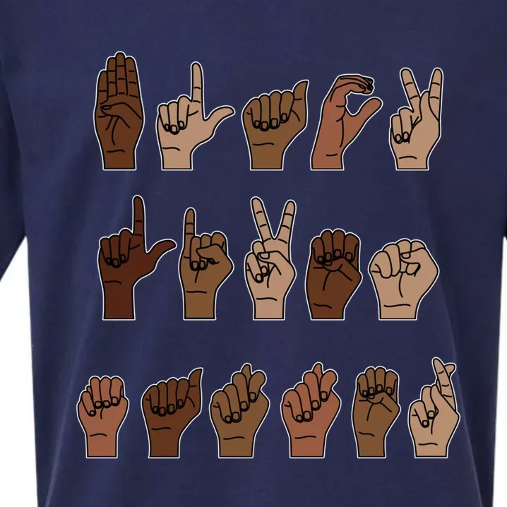 Black Lives Matter Asl Sign Language Hand Signs Deaf And Mute Meaningful Gift Sueded Cloud Jersey T-Shirt