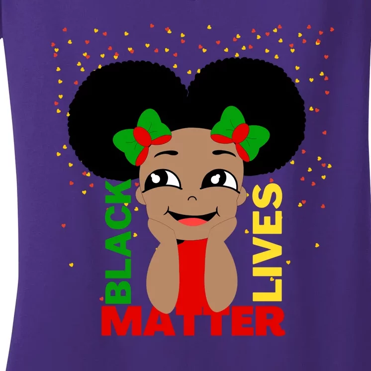 Black Lives Matter African American Cute Pride Women's V-Neck T-Shirt