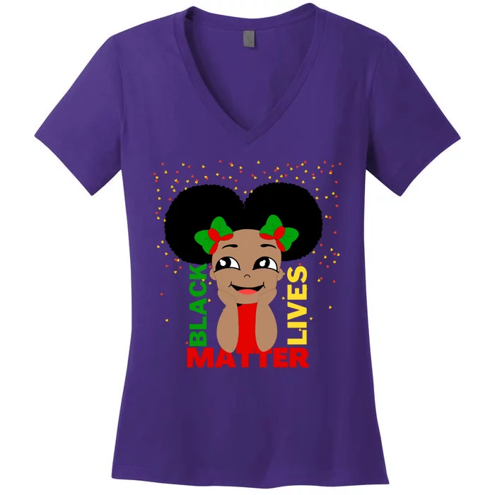 Black Lives Matter African American Cute Pride Women's V-Neck T-Shirt