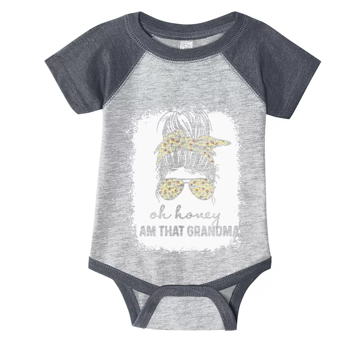 Bleached Leopard Messy Bun Oh Honey I Am That Grandma Funny Infant Baby Jersey Bodysuit