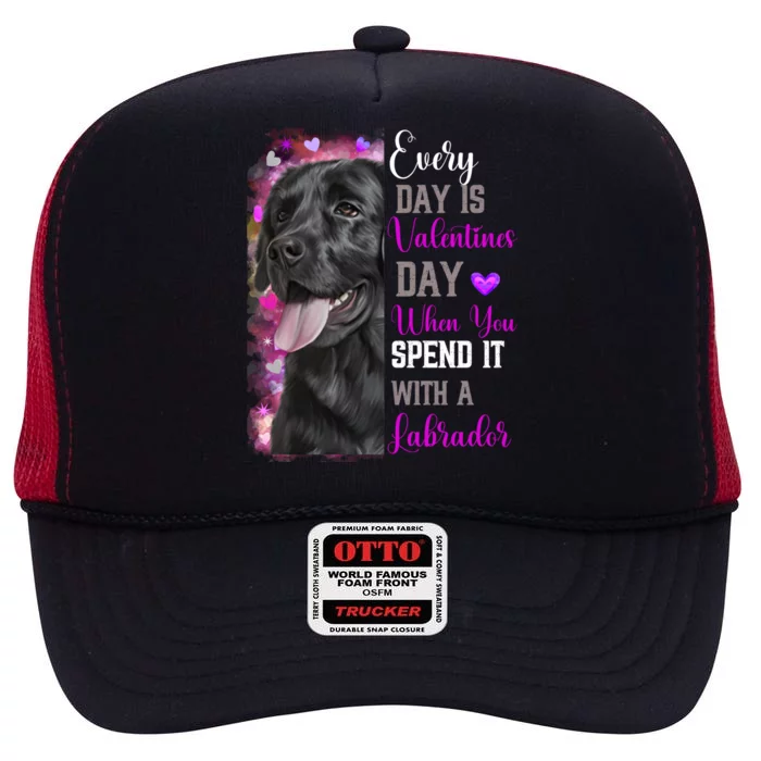 Black Lab Mom Funny Valentines Day Dog Lovers Labrador Cute Gift High Crown Mesh Trucker Hat