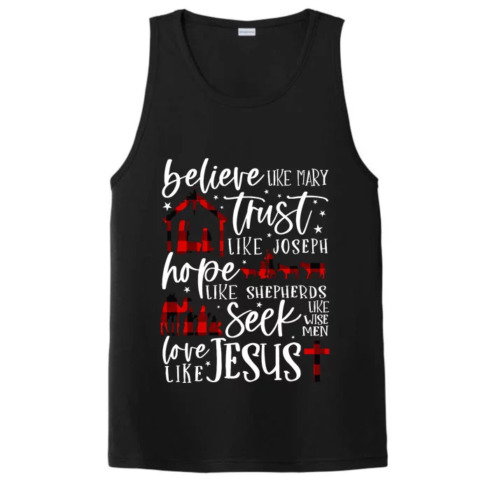 Believe Like Mary Trust Like Joseph Hope Like Shepherds Performance Tank