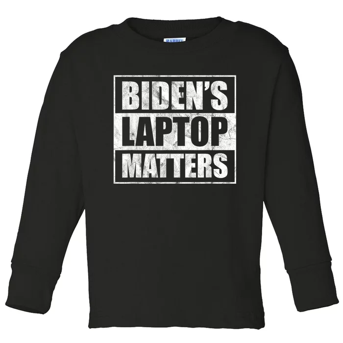 Bidens Laptop Matters Funny Anti Democrat Pro Trump Toddler Long Sleeve Shirt