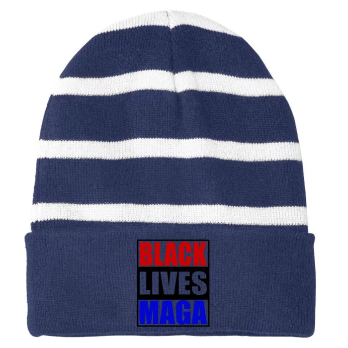 Black Lives Maga Black Conservative Republican Protrump Striped Beanie with Solid Band