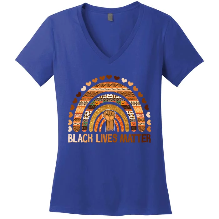 Black Lives Matter Juneteenth Rainbow Black History Gift Women's V-Neck T-Shirt