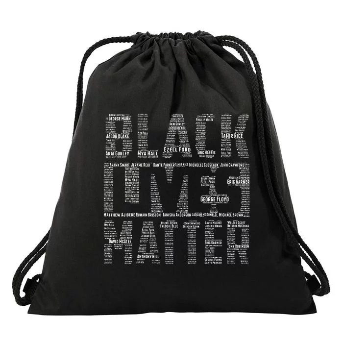 Black Lives Matter With Names Of Victims Blm Drawstring Bag