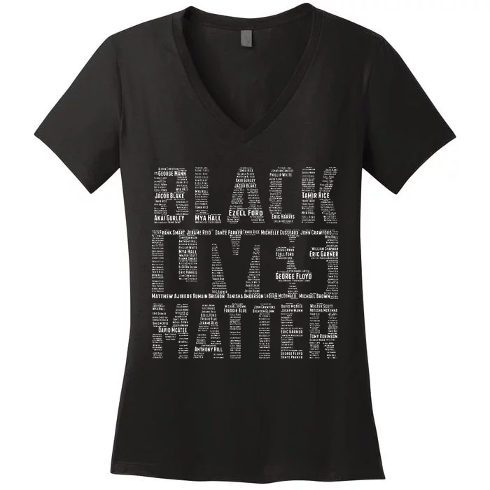 Black Lives Matter With Names Of Victims Blm Women's V-Neck T-Shirt