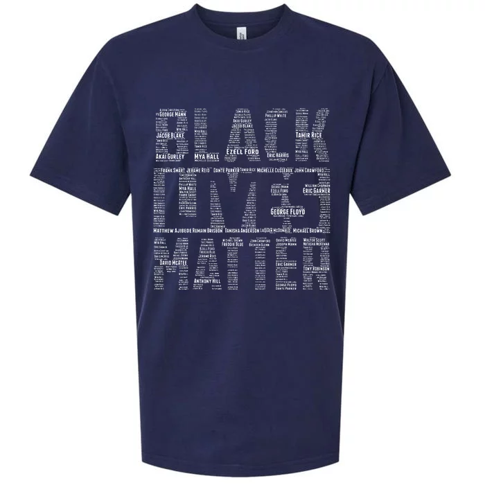 Black Lives Matter With Names Of Victims Blm Sueded Cloud Jersey T-Shirt