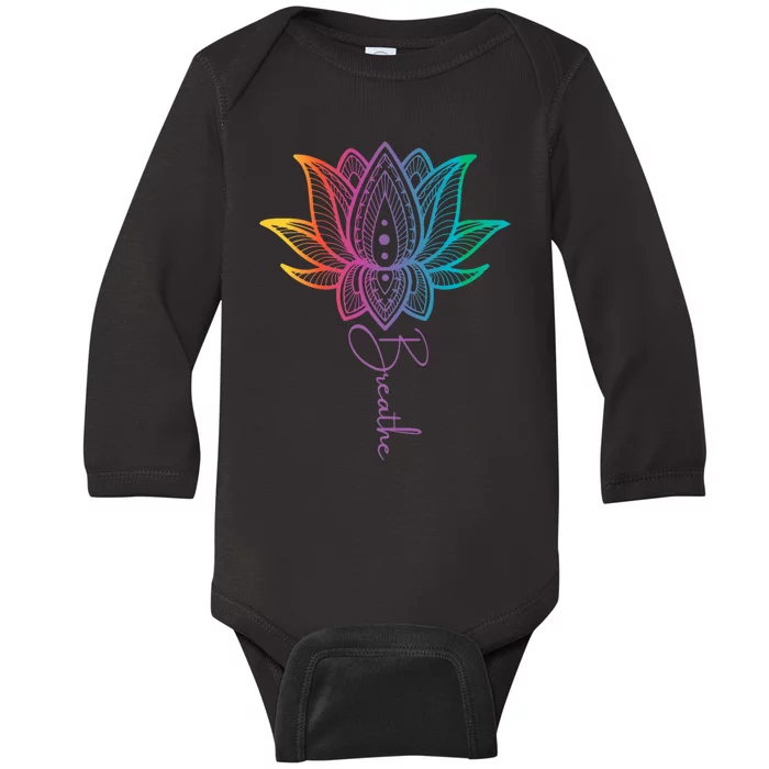 Breathe Lotus Mandala Unalome Inspire & Shine Creations Baby Long Sleeve Bodysuit