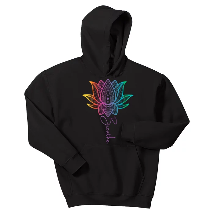 Breathe Lotus Mandala Unalome Inspire & Shine Creations Kids Hoodie