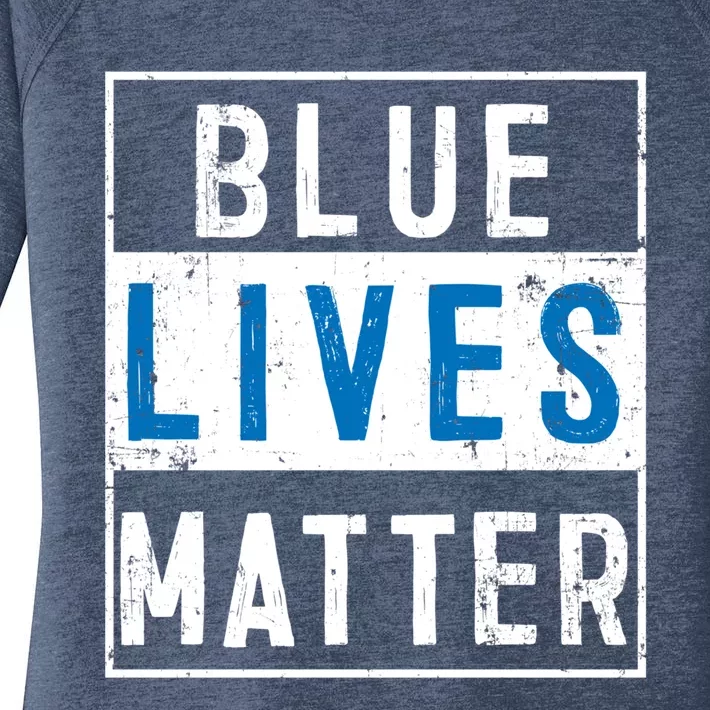 Blue Lives Matter Funny Police Officer Supporter Gift Great Gift Women's Perfect Tri Tunic Long Sleeve Shirt