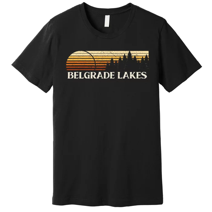 Belgrade Lakes Me Vintage Evergreen Sunset Eighties Premium T-Shirt