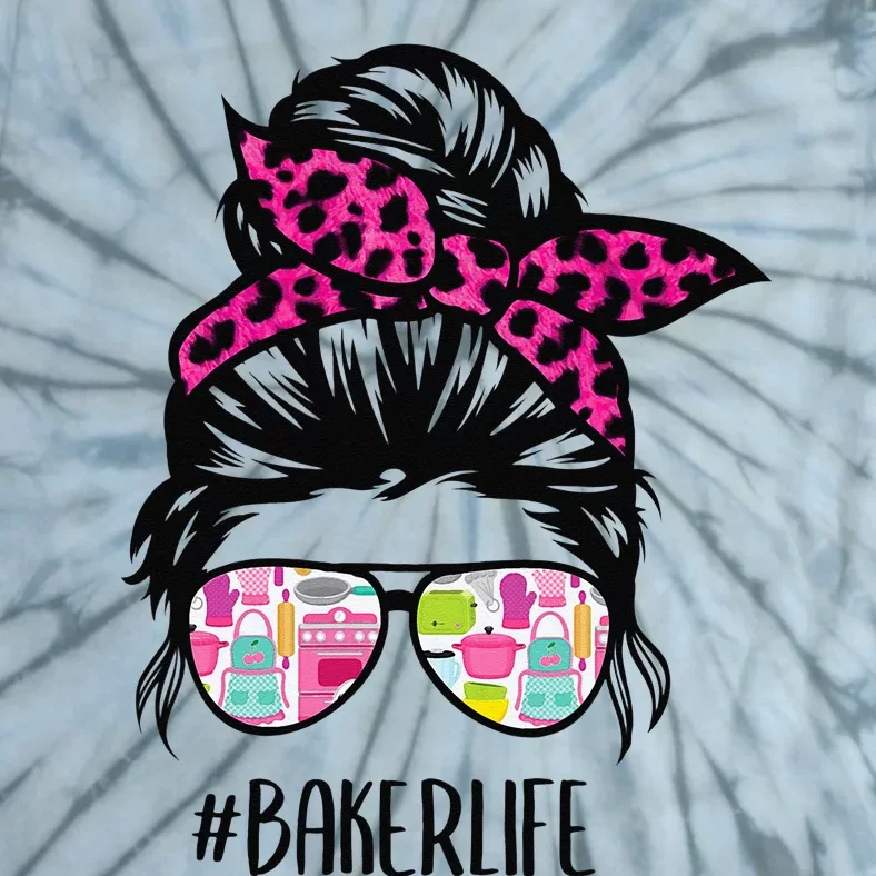 Baker Life Messy Bun Hair Baking Pink Pastry Baker Chef Tie-Dye T-Shirt