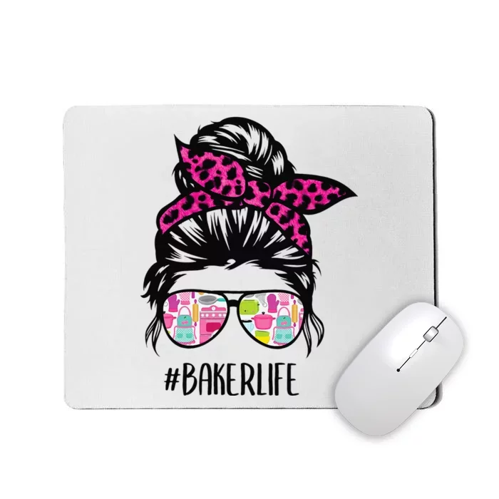 Baker Life Messy Bun Hair Baking Pink Pastry Baker Chef Mousepad