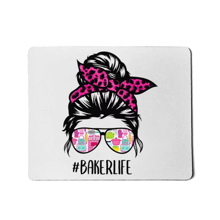 Baker Life Messy Bun Hair Baking Pink Pastry Baker Chef Mousepad