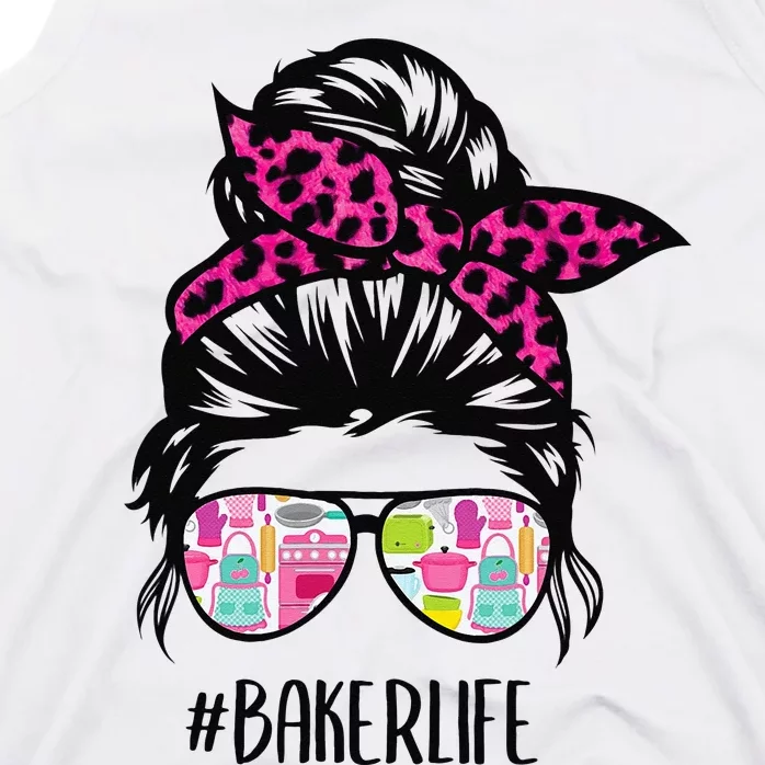 Baker Life Messy Bun Hair Baking Pink Pastry Baker Chef Tank Top