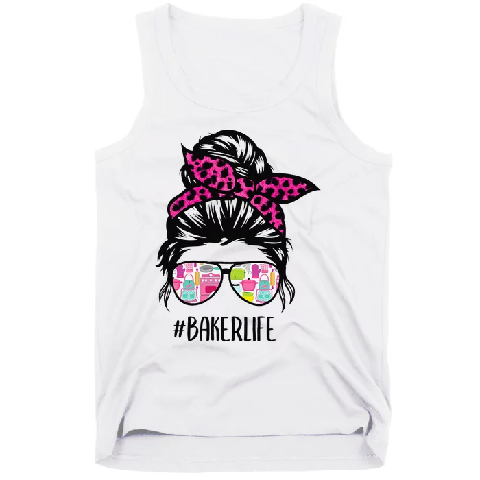 Baker Life Messy Bun Hair Baking Pink Pastry Baker Chef Tank Top