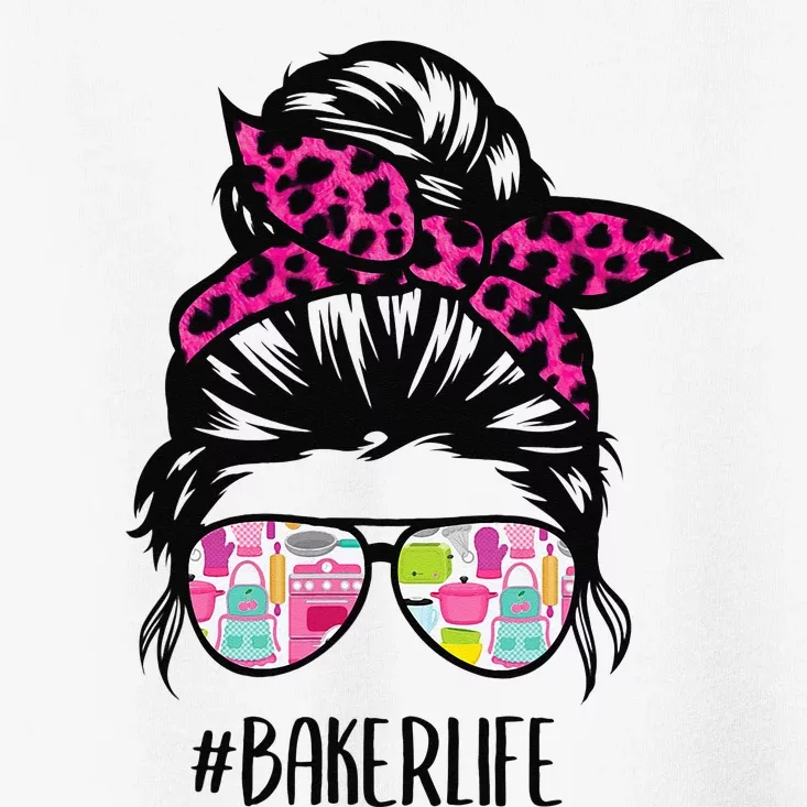 Baker Life Messy Bun Hair Baking Pink Pastry Baker Chef Toddler T-Shirt