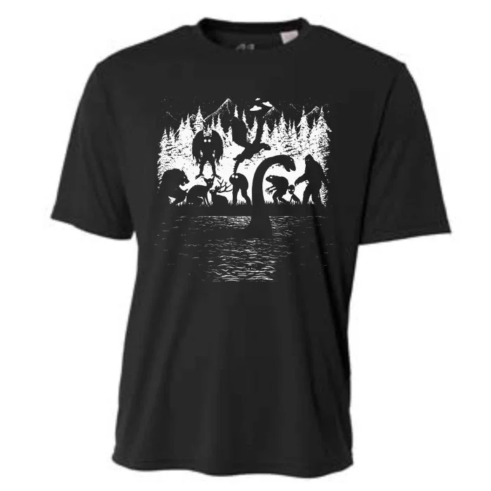 Bigfoot Loch Ness Monster Mothman Chupacabra Aliens Cryptid Cooling Performance Crew T-Shirt