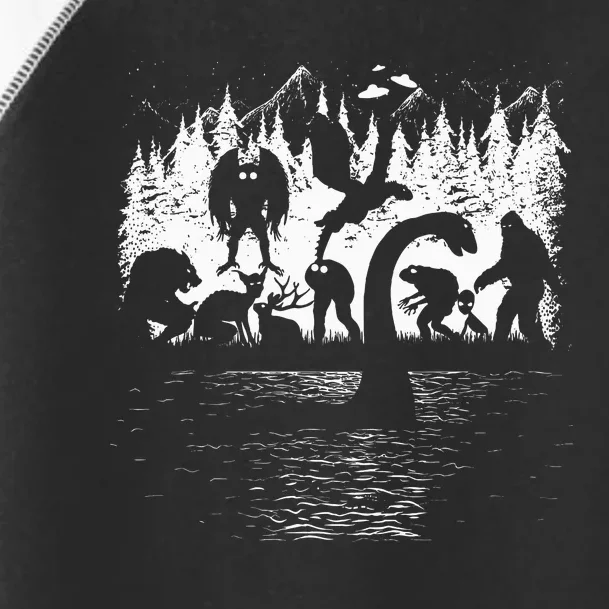 Bigfoot Loch Ness Monster Mothman Chupacabra Aliens Cryptid Toddler Fine Jersey T-Shirt