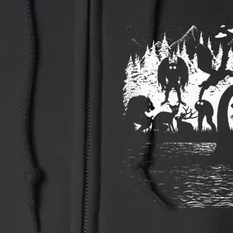 Bigfoot Loch Ness Monster Mothman Chupacabra Aliens Cryptid Full Zip Hoodie