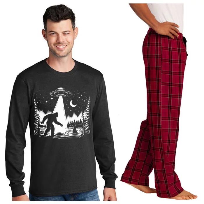 Bigfoot Loch Ness Monster & Ufo Alien Spaceship Long Sleeve Pajama Set