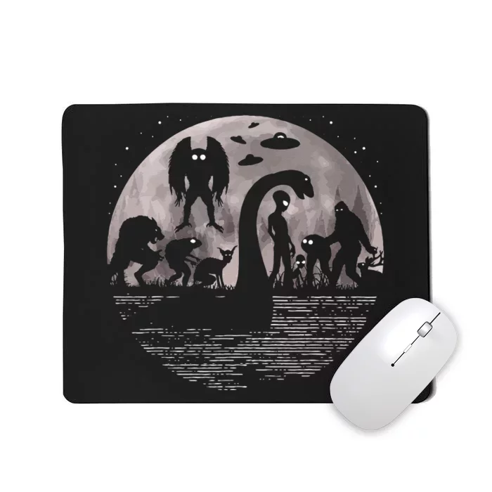 Bigfoot Loch Ness Monster Mothman And Aliens! Funny Cryptid Mousepad