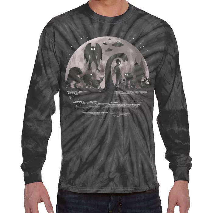 Bigfoot Loch Ness Monster Mothman And Aliens! Funny Cryptid Tie-Dye Long Sleeve Shirt