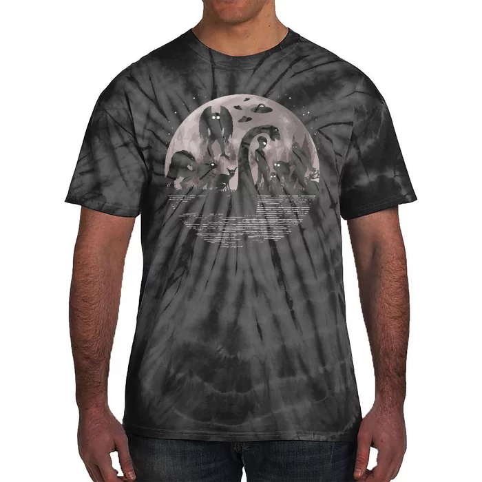 Bigfoot Loch Ness Monster Mothman And Aliens! Funny Cryptid Tie-Dye T-Shirt