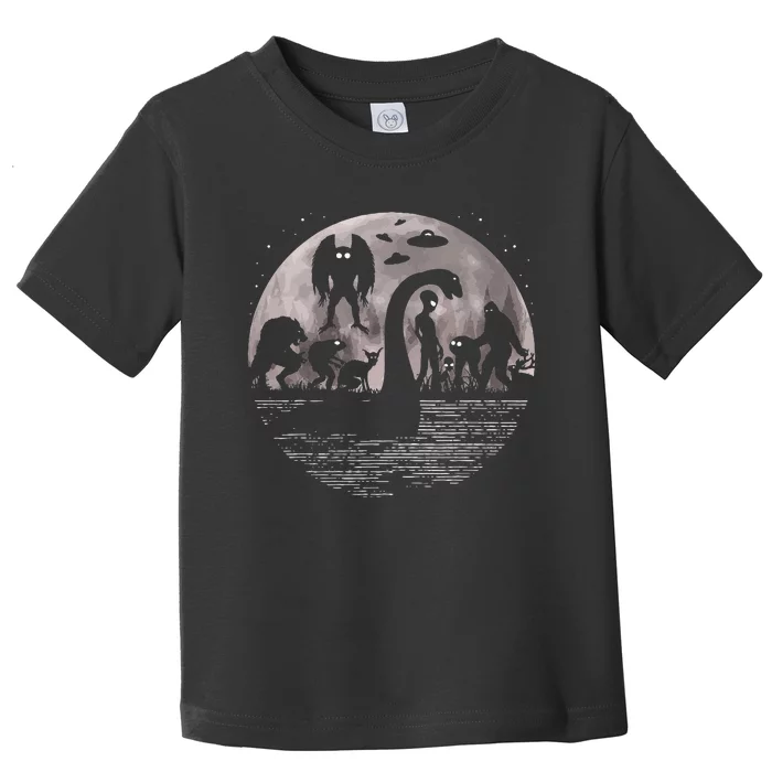 Bigfoot Loch Ness Monster Mothman And Aliens! Funny Cryptid Toddler T-Shirt