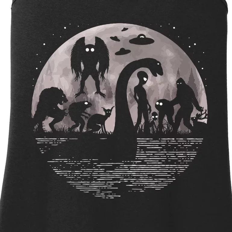 Bigfoot Loch Ness Monster Mothman And Aliens! Funny Cryptid Ladies Essential Tank