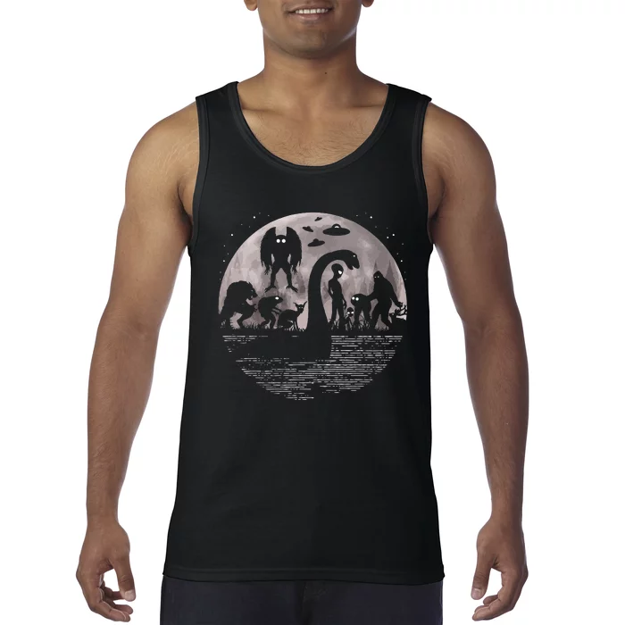 Bigfoot Loch Ness Monster Mothman And Aliens! Funny Cryptid Tank Top