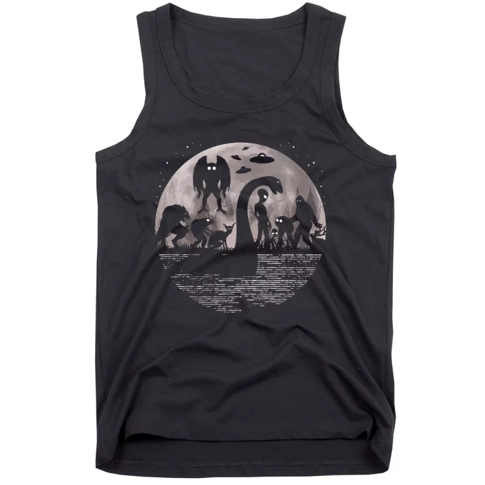 Bigfoot Loch Ness Monster Mothman And Aliens! Funny Cryptid Tank Top