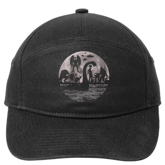 Bigfoot Loch Ness Monster Mothman And Aliens! Funny Cryptid 7-Panel Snapback Hat