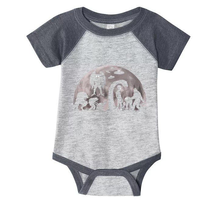 Bigfoot Loch Ness Monster Mothman And Aliens! Funny Cryptid Infant Baby Jersey Bodysuit