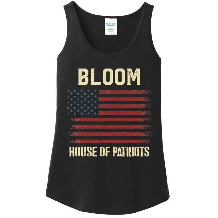 Bloom Last Name Surname American Flag Family Ladies Essential Tank