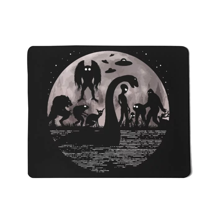 Bigfoot Loch Ness Monster Mothman And Aliens! Funny Cryptid Mousepad