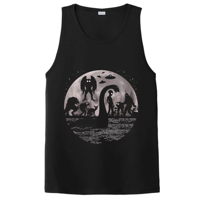 Bigfoot Loch Ness Monster Mothman And Aliens! Funny Cryptid Performance Tank