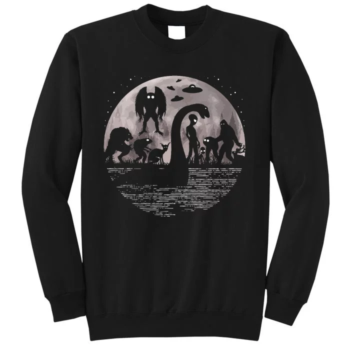 Bigfoot Loch Ness Monster Mothman And Aliens Tall Sweatshirt